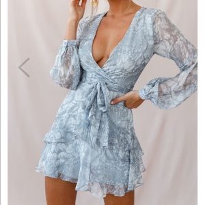 Kerry Layered Balloon Sleeve Dress Grey